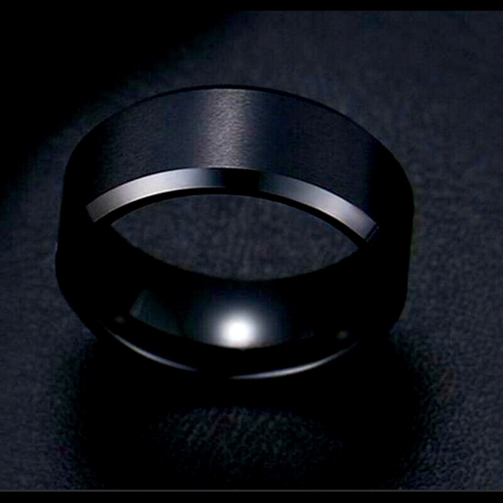 NEW 8mm Black Stainless Titanium Steel Band